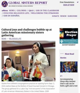 Captura de pantalla del artículo de Global Sisters Report titulado Las alegrías y los desafíos culturales surgen en la reunión de hermanas misioneras de América Latina